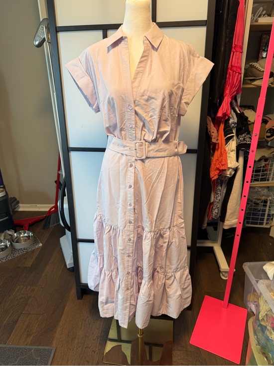 Lenu Dresses & Skirts - LENU Belted Tiered Shirt Midi Dress NWT | Size Large | Lavender | Designer